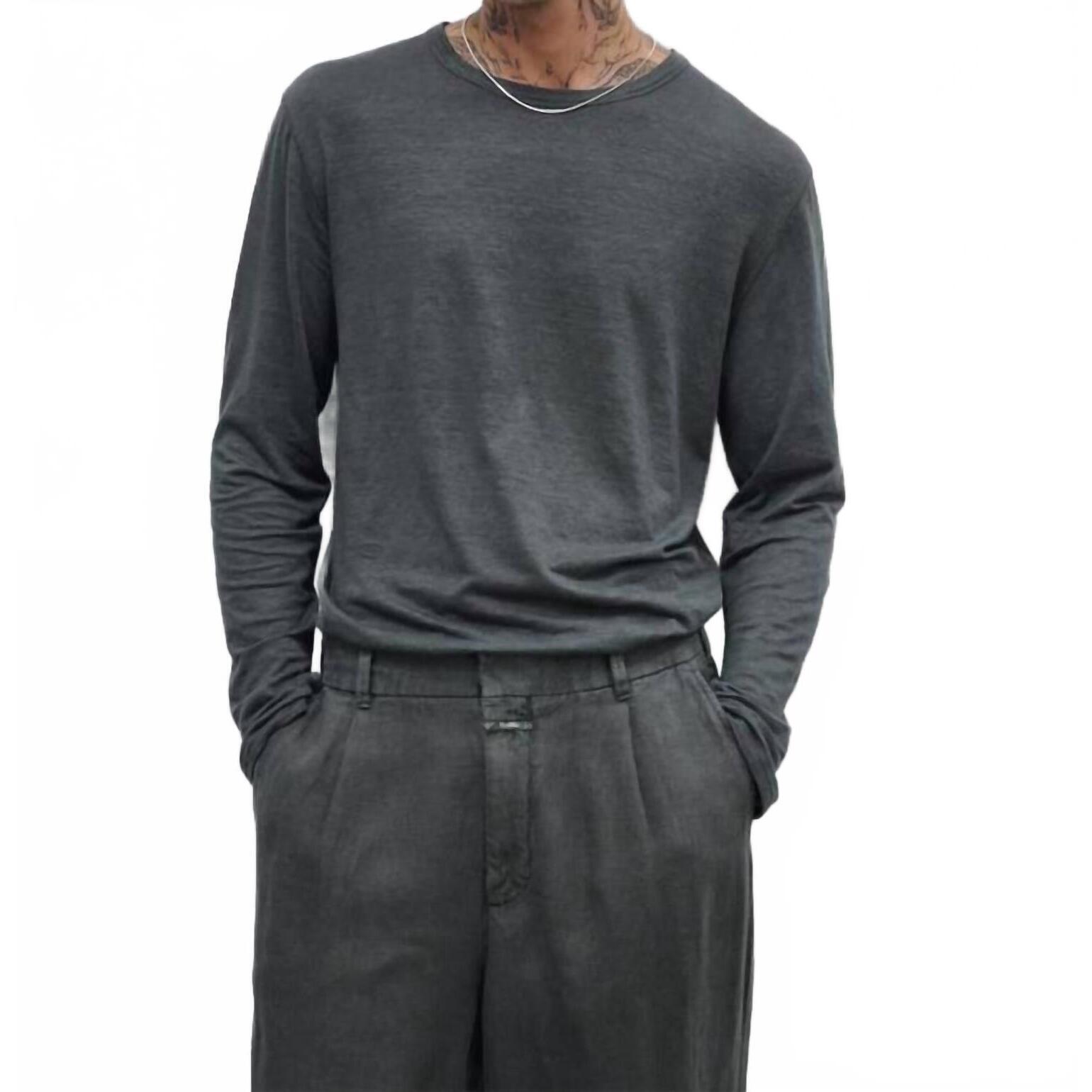 New Closed Long Sleeve Linen T-Shirt In Pepper Gray